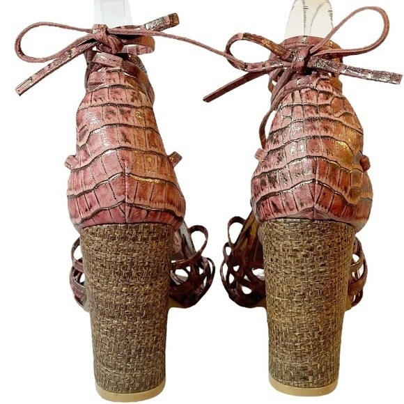 Anthropologie Miss Albright Ankle Wrap Strap Boho Sandals Blush Leather Size 6.5 - Picture 8 of 16